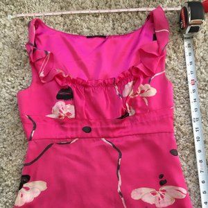 Elie Tahari Pink Silk Top S floral, ruffle
